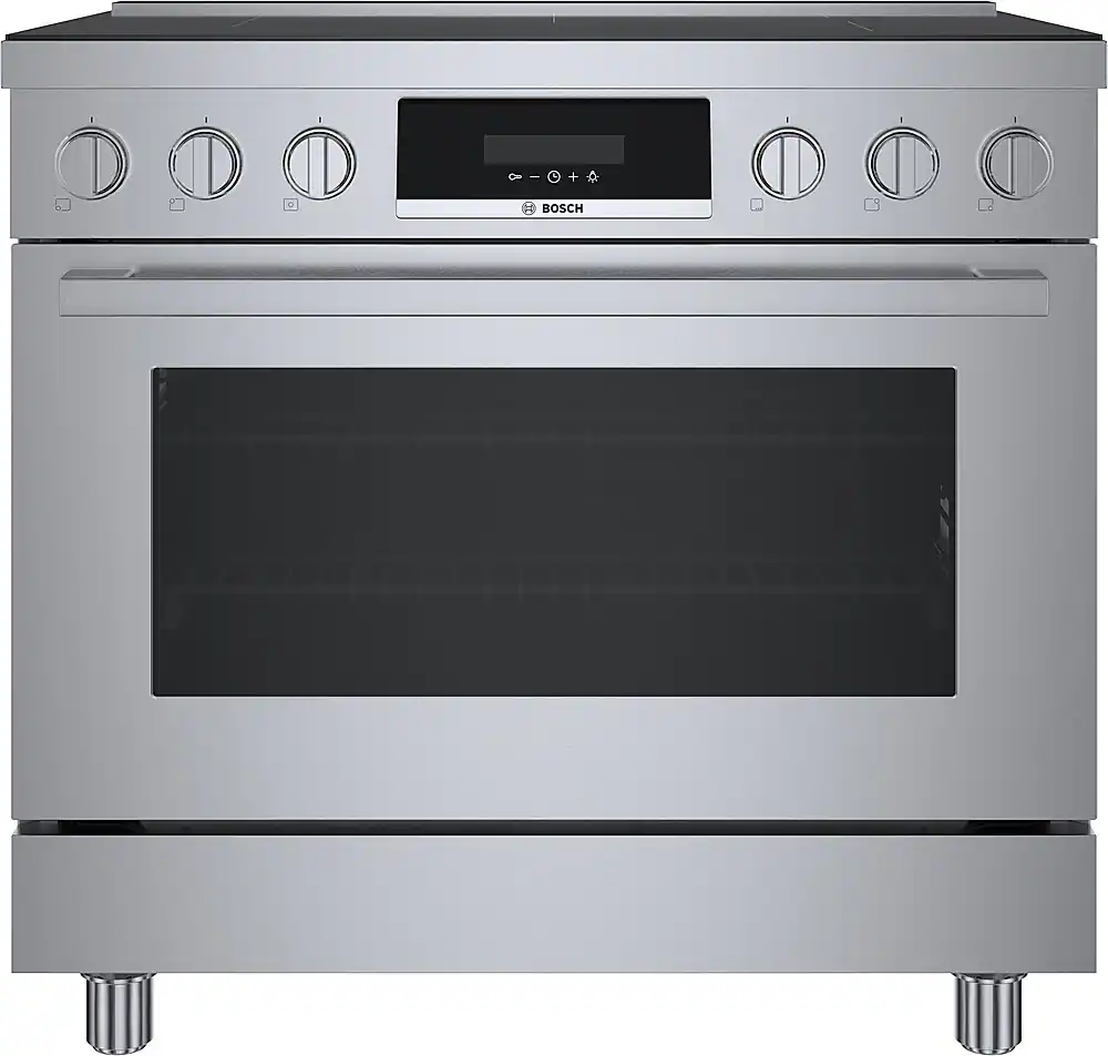 Front. Bosch - 800 Series 3.7 Cu. Ft. Freestanding Electric Induction Industrial Style Range - Stainless Steel.