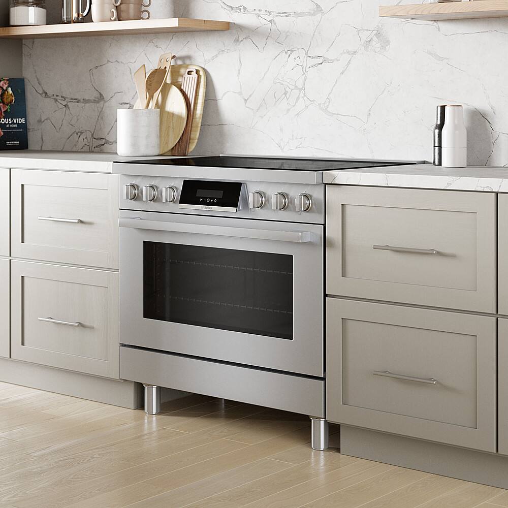 Alt View 16. Bosch - 800 Series 3.7 Cu. Ft. Freestanding Electric Induction Industrial Style Range - Stainless Steel.