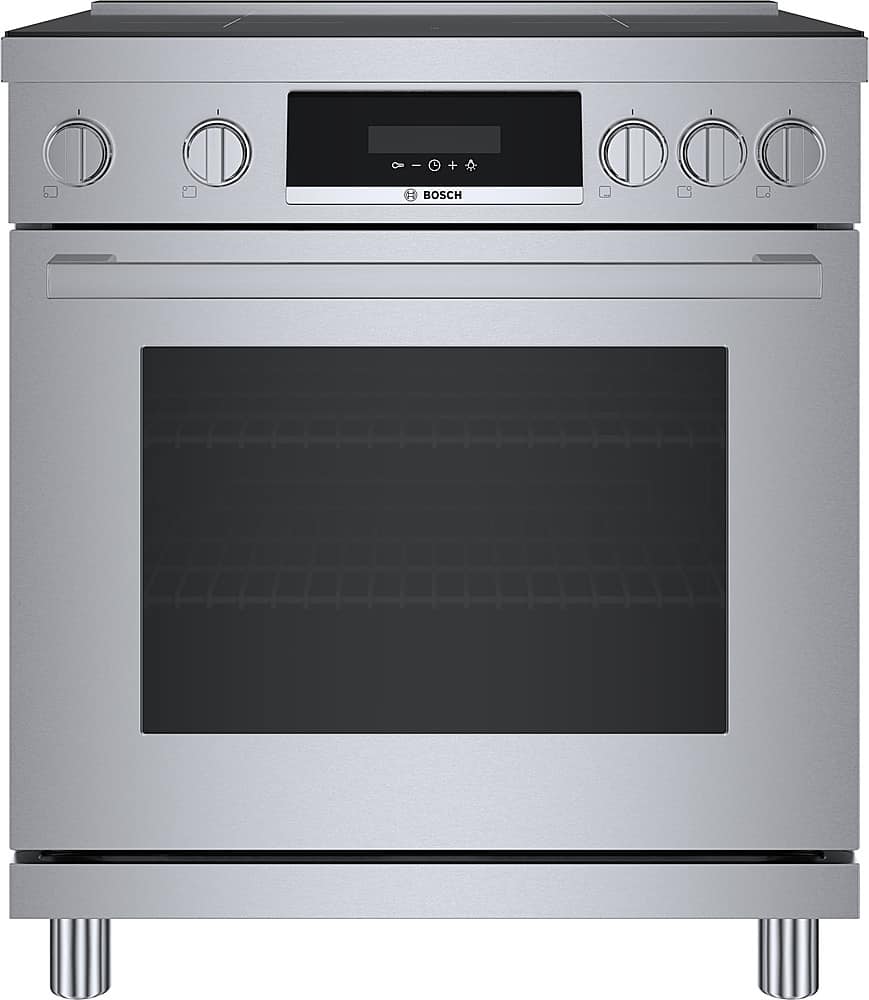 Front. Bosch - 800 Series 3.9 Cu. Ft. Freestanding Electric Induction Industrial Style Range - Stainless Steel.