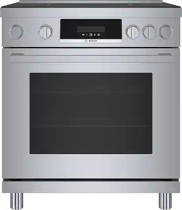 Front. Bosch - 800 Series 3.9 Cu. Ft. Freestanding Electric Induction Industrial Style Range - Stainless Steel.