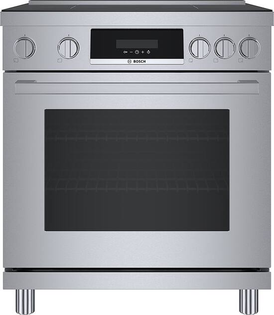 Bosch 800 Series HDS8055U 30 Inch Freestanding Dual Fuel Range with 5  Sealed Burners, 3.9 Cu. Ft. Oven Capacity, Continuous Grates, Self Clean