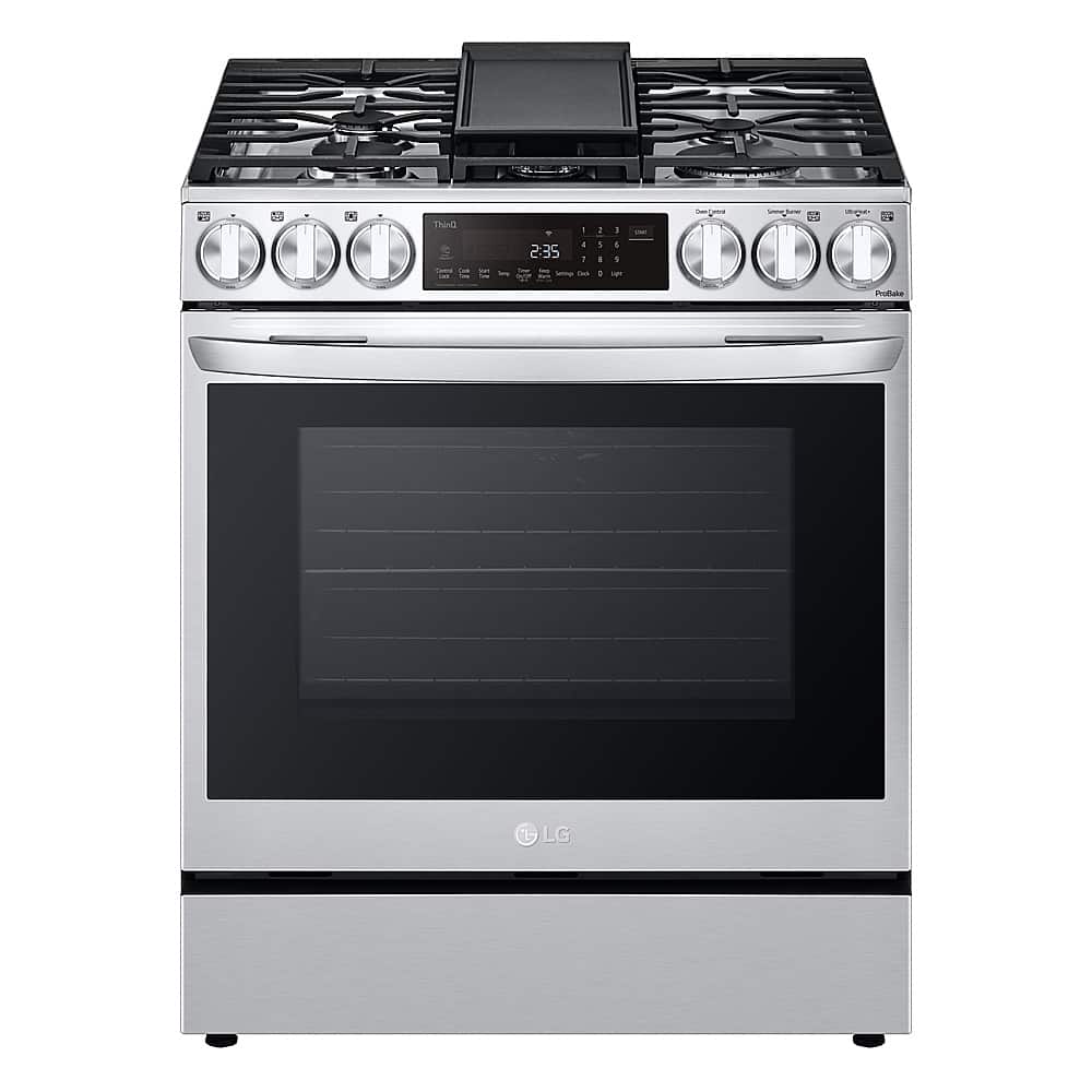 LG - 6.3 Cu. Ft. Smart Slide-in Dual Fuel True Convection Range with EasyClean and Air Fry - Stainless Steel - Front_Zoom