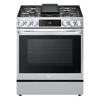 LG - 30-in Wide 6.3 Cu. Ft. Smart Slide-in Dual Fuel True Convection Range with 5 Burners, EasyClean and Air Fry - Stainless Steel