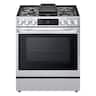 LG - 30-in Wide 6.3 Cu. Ft. Smart Slide-in Dual Fuel True Convection Range with 5 Burners, EasyClean and Air Fry - Stainless Steel