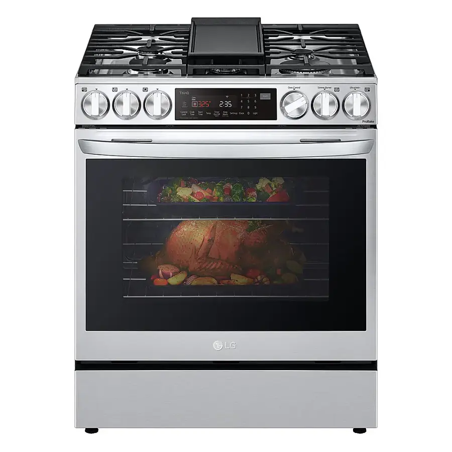 Alt View 11. LG - 6.3 Cu. Ft. Smart Slide-in Dual Fuel True Convection Range with EasyClean and Air Fry - PrintProof Stainless Steel.