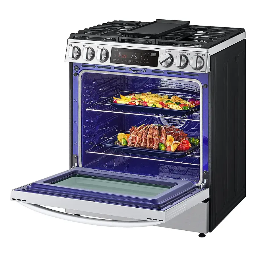 Alt View 14. LG - 6.3 Cu. Ft. Smart Slide-in Dual Fuel True Convection Range with EasyClean and Air Fry - PrintProof Stainless Steel.