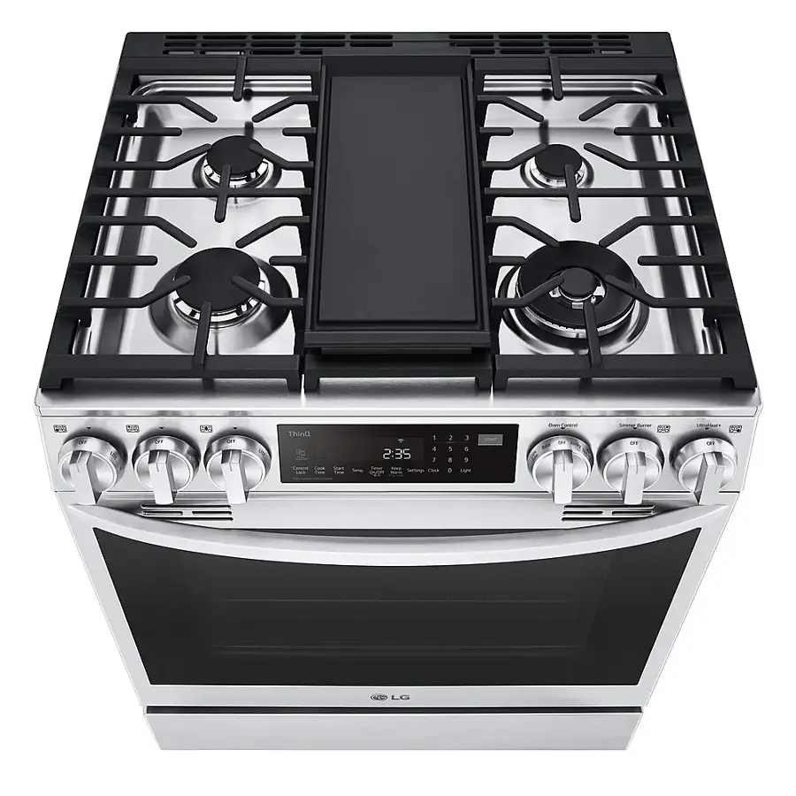 Alt View 22. LG - 6.3 Cu. Ft. Smart Slide-in Dual Fuel True Convection Range with EasyClean and Air Fry - PrintProof Stainless Steel.