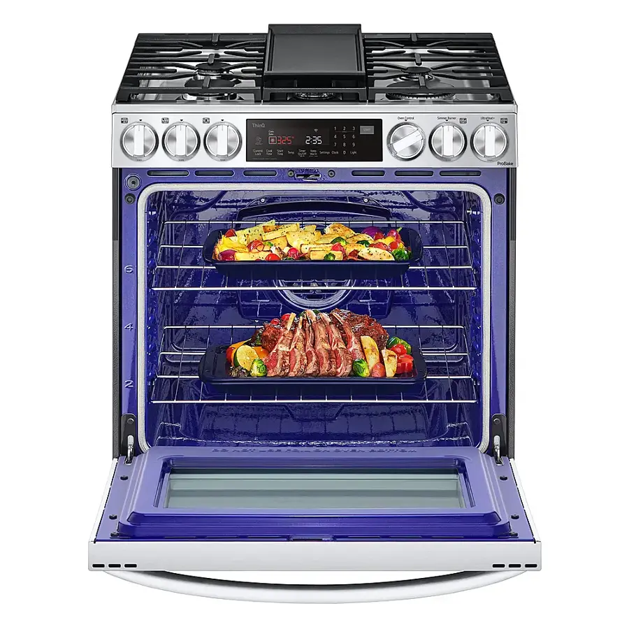 Alt View 23. LG - 6.3 Cu. Ft. Smart Slide-in Dual Fuel True Convection Range with EasyClean and Air Fry - PrintProof Stainless Steel.