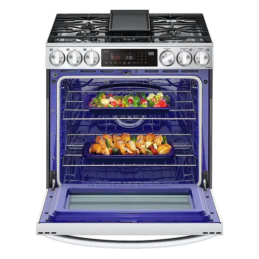 Alt View 24. LG - 6.3 Cu. Ft. Smart Slide-in Dual Fuel True Convection Range with EasyClean and Air Fry - PrintProof Stainless Steel.