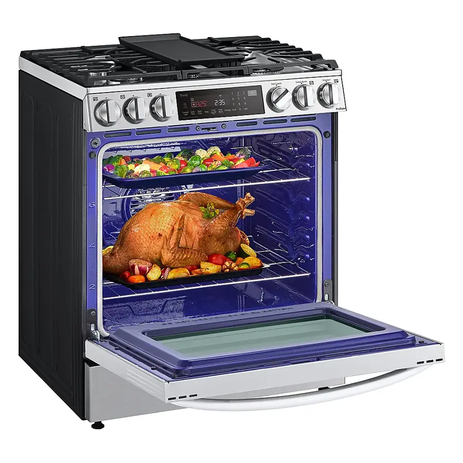 Alt View 27. LG - 6.3 Cu. Ft. Smart Slide-in Dual Fuel True Convection Range with EasyClean and Air Fry - PrintProof Stainless Steel.