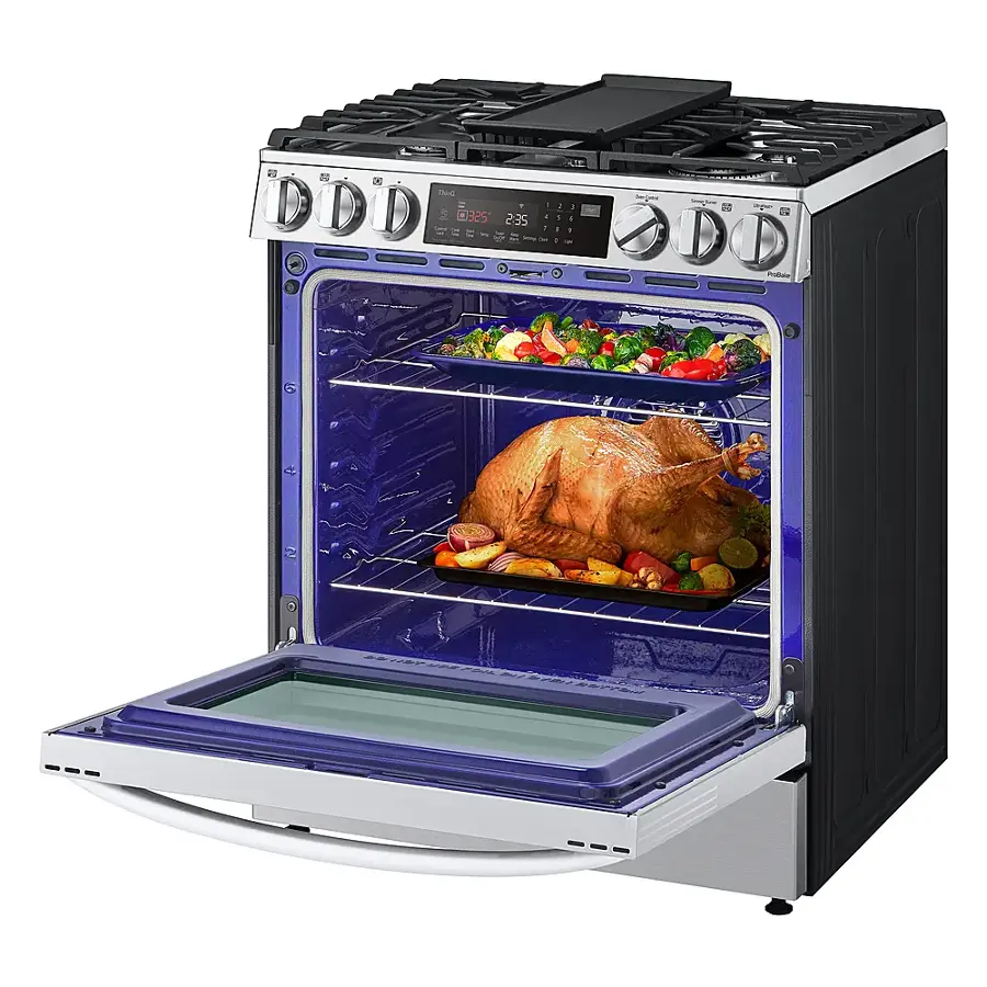 Alt View 2. LG - 6.3 Cu. Ft. Smart Slide-in Dual Fuel True Convection Range with EasyClean and Air Fry - PrintProof Stainless Steel.