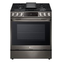 LG - 6.3 Cu. Ft. Smart Slide-in Dual Fuel True Convection Range with EasyClean and Air Fry - Black Stainless Steel - Front_Zoom