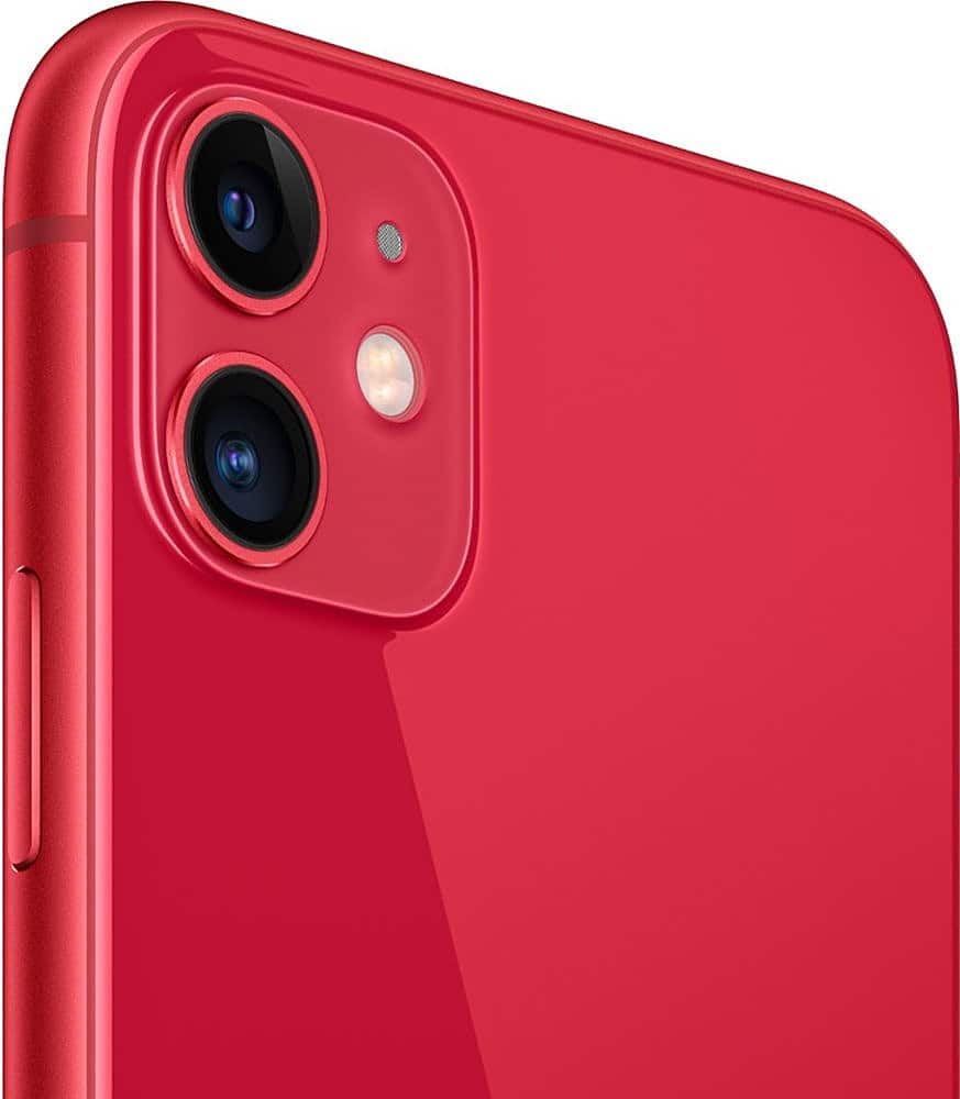 Left. Apple - Pre-Owned iPhone 11 256GB (Unlocked) - Red.