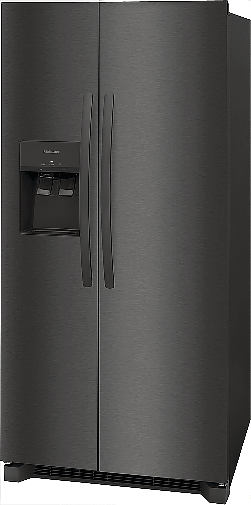 Left. Frigidaire - 22.3 Cu. Ft. Side-by-Side Refrigerator - Black Stainless Steel.