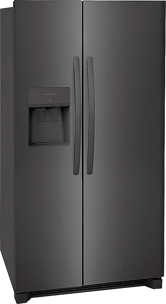 Angle. Frigidaire - 25.6 Cu. Ft. Side-by-Side Refrigerator - Black Stainless Steel.