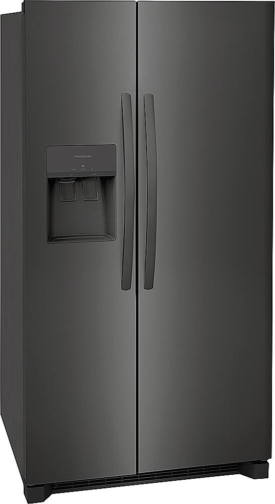 Angle. Frigidaire - 25.6 Cu. Ft. Side-by-Side Refrigerator - Black Stainless Steel.