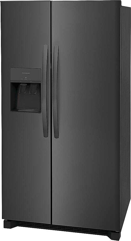 Left. Frigidaire - 25.6 Cu. Ft. Side-by-Side Refrigerator - Black Stainless Steel.