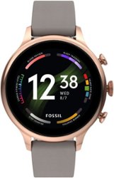 Fossil - Gen 6 Smartwatch 42mm Gray Leather - Gray - Front_Zoom
