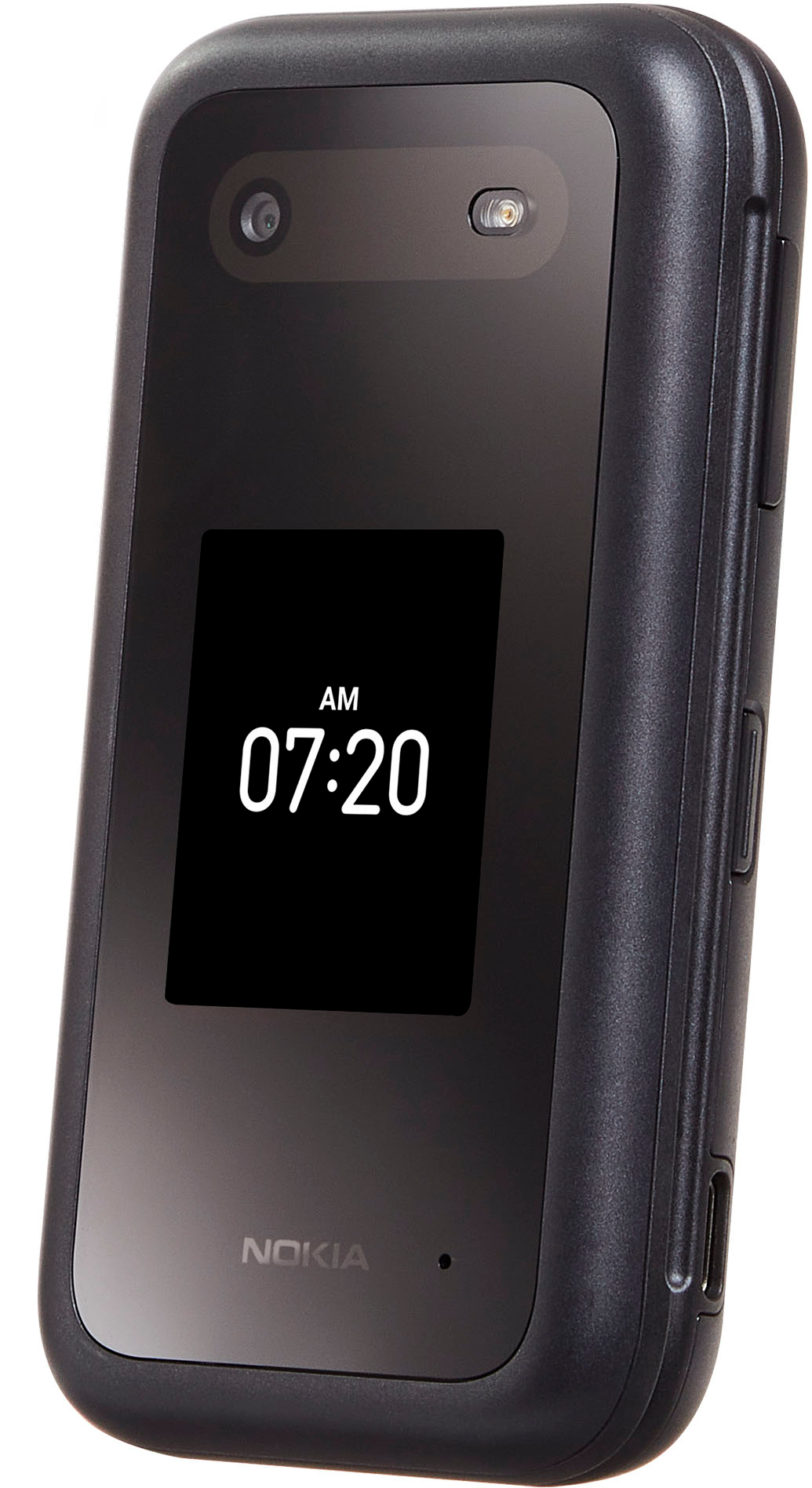 Left View: Tracfone - Nokia 2760 Flip 4GB Prepaid - Black