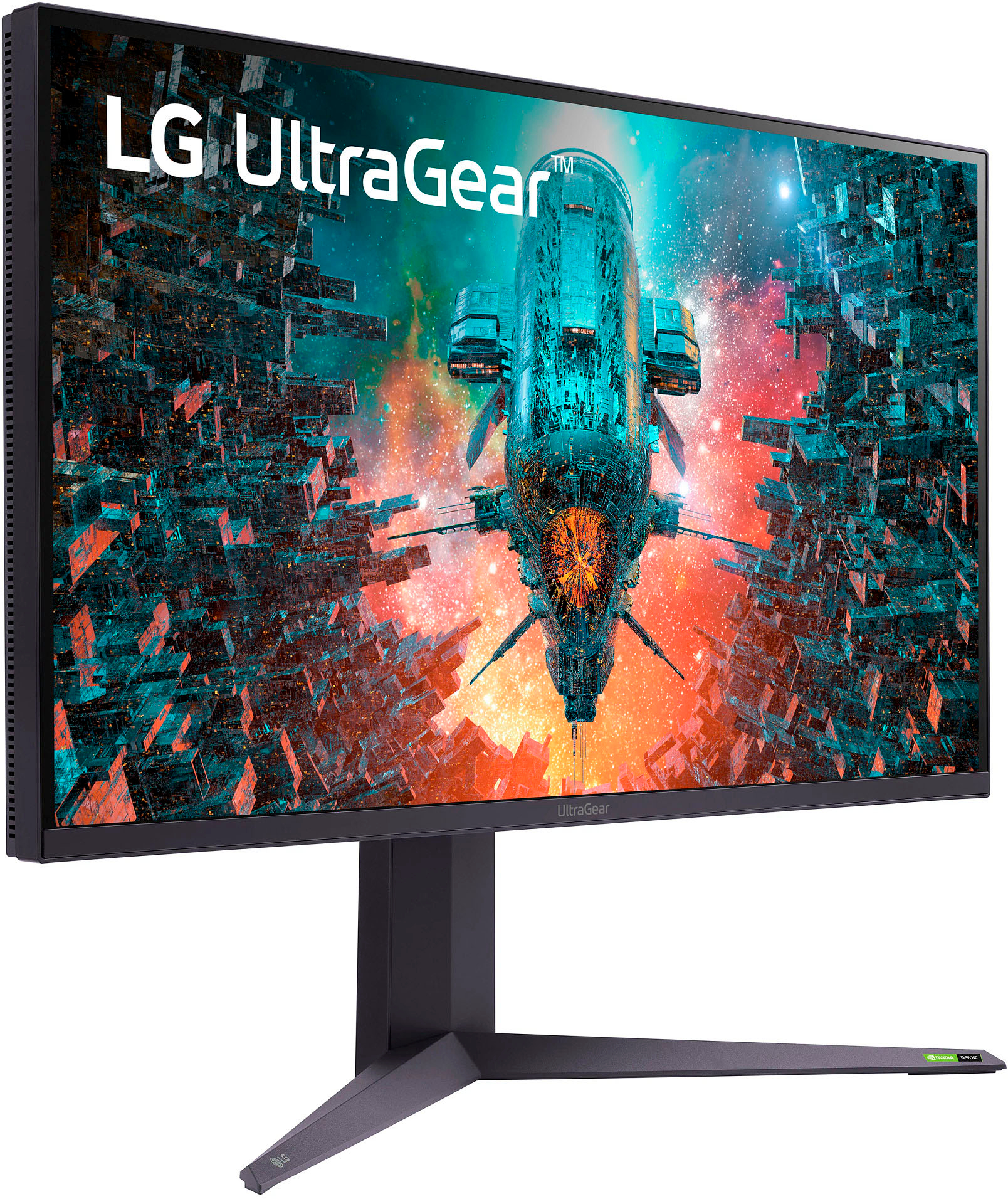 Back View: LG - UltraGear 32" IPS LED 4K UHD G-SYNC Compatible and AMD FreeSync Premium Pro Monitor with HDR (HDMI, DisplayPort)
