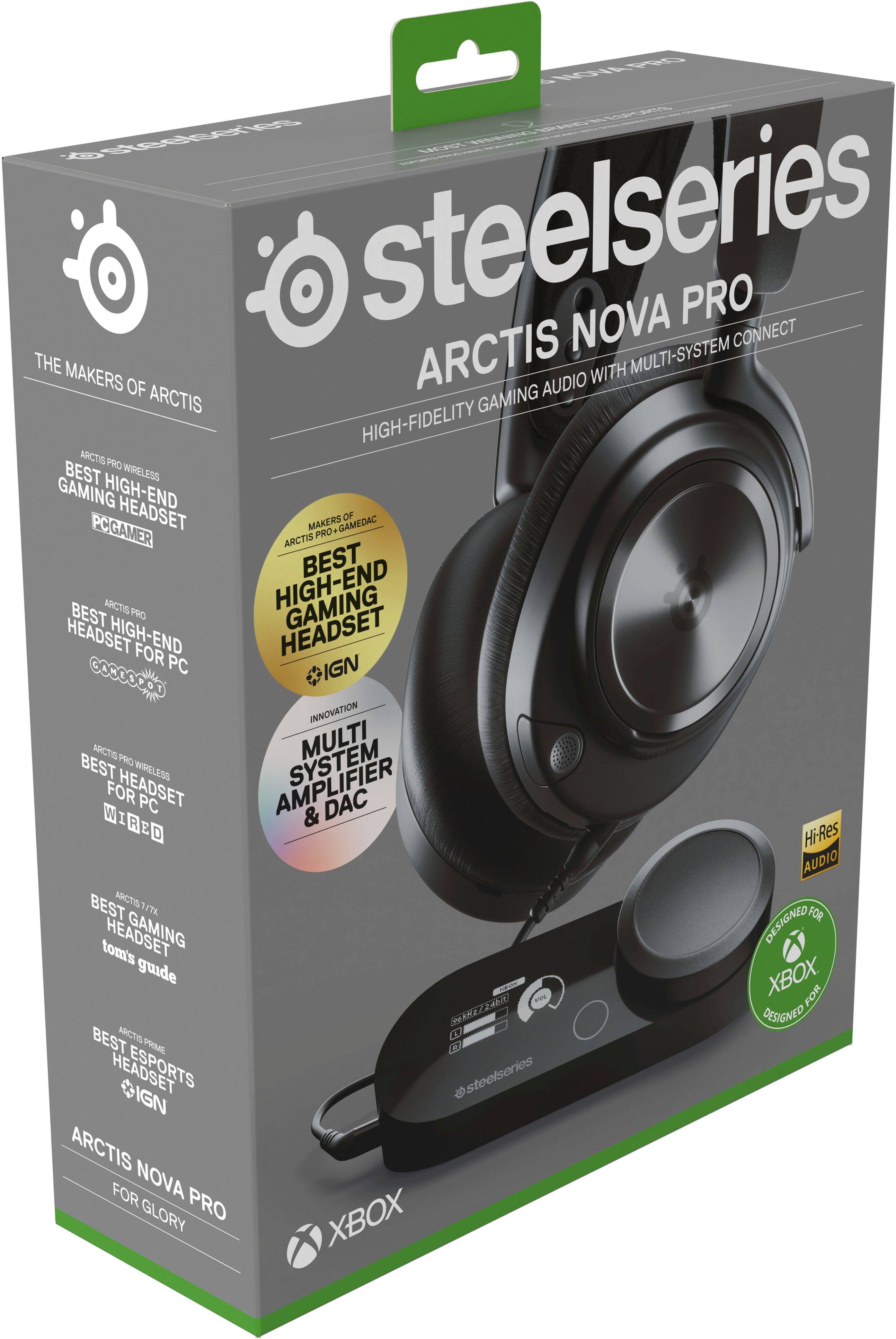 Steelseries Nova Pro Arctis High-End Gaming Headset for PC, Xbox, and Mac. Designed for gaming and high-fidelity audio, this headset is the best wireless gaming headset for PC and Xbox. The Arctis Nova Pro is the best high-end gaming headset for PC, featuring a high-resolution audio DAC and amplifier system for PC. The headset is designed for gaming and is the best Arctis headset for PC, Xbox, and Mac.