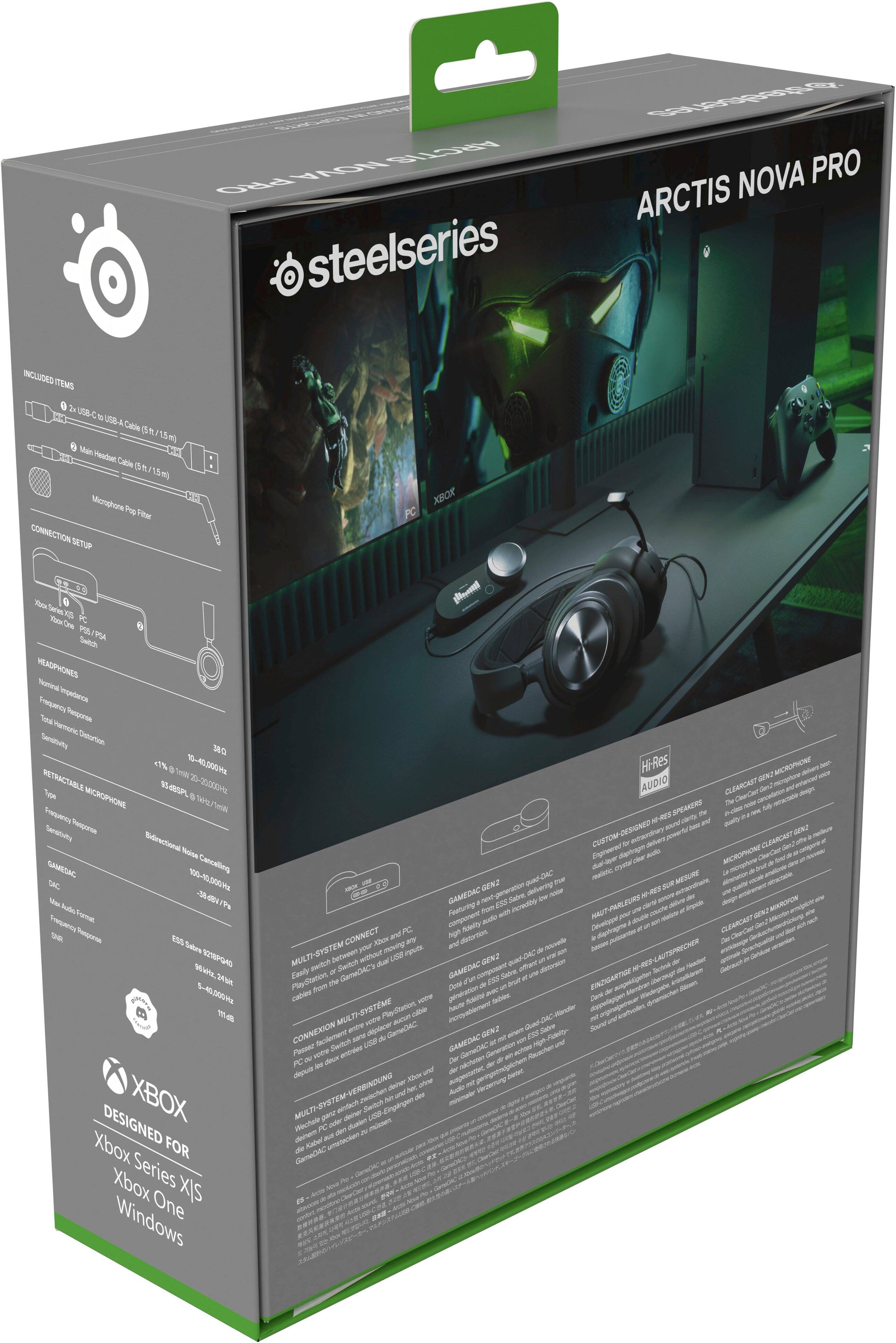 Arctis Nova Pro steelseries NOVA PRO ARCTIS INCLUDED ITEMS O UDBA Cable Man menduet Cable 15m) Monghore Tier CONNECTION SAETUP  Iianl Switch TA HEAOPHONES Norinal Tr pebers Teors thttscribe Senatuity Distorsion 380 10-40,000mg RRETRACTABLE P - MCROPHONE AL mi Te Senatuty epores drsctional None GAuESAC Cancallien Jude Tanuy Potma 9 Pporsa Sats 23G 24 DESIGNED XBOX Xbox FOR Xbox Series One XIS Windows HiRes BRGHNDI Jhec aN AUDIO CLERRCAET - DeCe ningo_be nnoe SAK -ig_o_t H-RE - -o nA we SHM - CURTOM deerns CLEARCART -ic Coinared MCROPHONE Cecer SA matehc OT -mog -hin GENZ MESURE - Mi nothingtotscribe delvarig H-RE nohno - - GAMEDAC Sadre incrodbly - -  component Featuring Adoo MAUT-PARLEURS ule mcle -  Moi Ady Cemisre CLEARONST CeC CONNECTION -or A n -o MULTI-SYSTEM moving  o betwmen wthod DSaP GENZ de -mer - Auben Switch G GAMEDAC n coita - Ctotracn Fanly EINDIARTIGE Parditation Admoa - cables Ht A ntnscibe MULTY-SYSTEME H Pleditation Anc