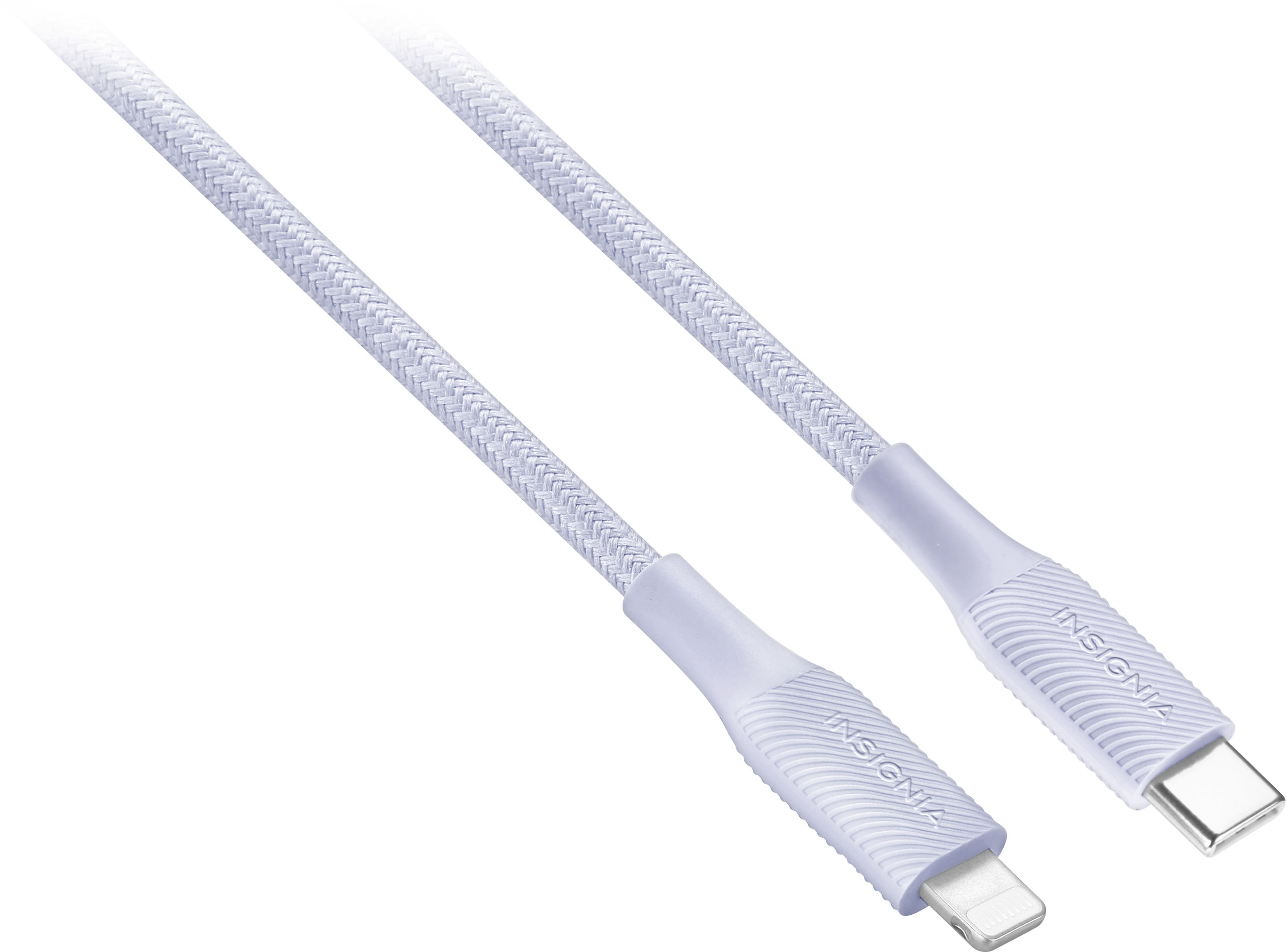 Angle View: Insignia™ - 6' Lightning to USB-C Charge-and-Sync Cable - Purple