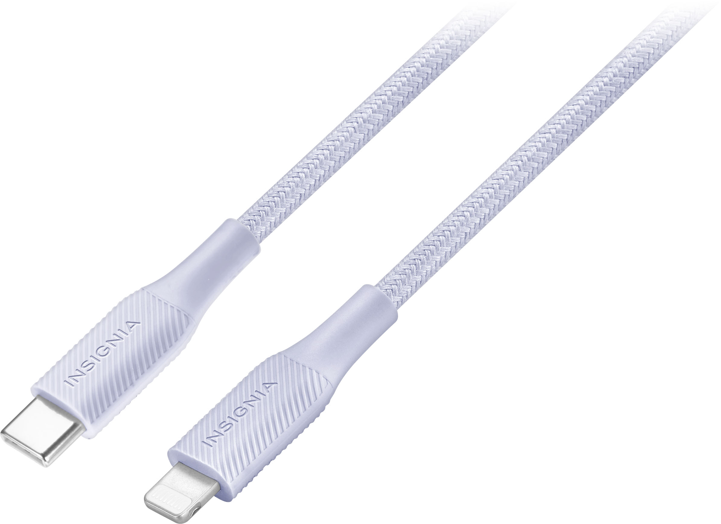 Left View: Insignia™ - 6' Lightning to USB-C Charge-and-Sync Cable - Purple