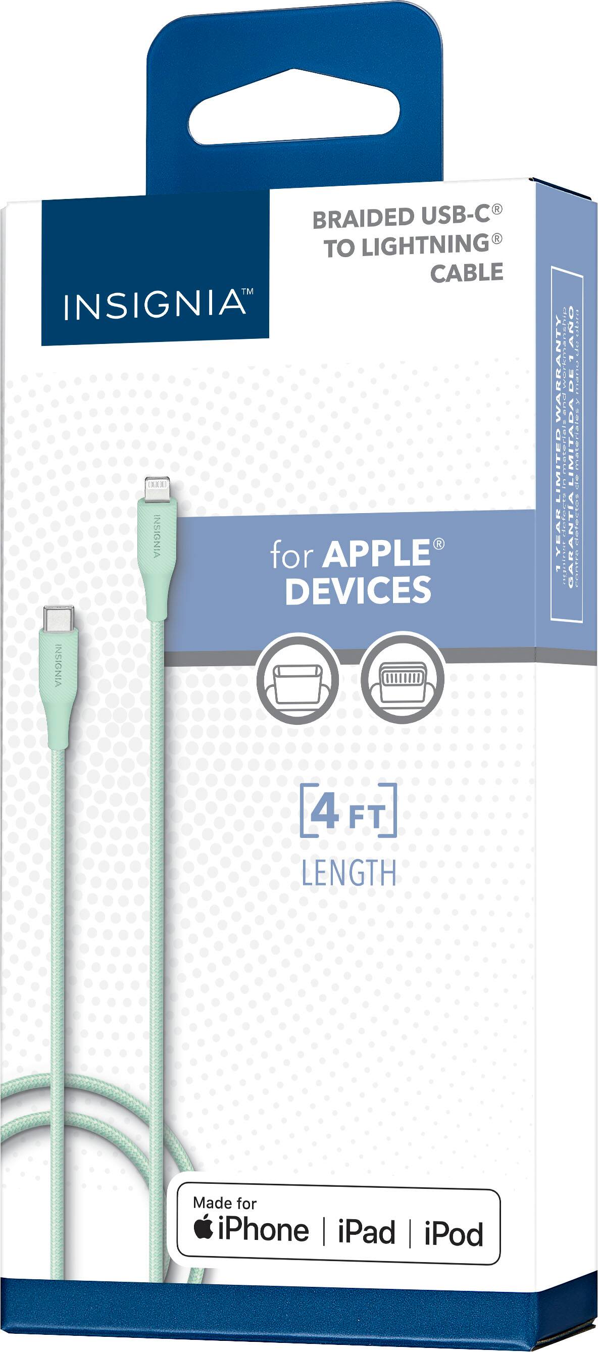 Best Buy: Insignia™ 4' Lightning to USB-C Charge-and-Sync Cable Light ...