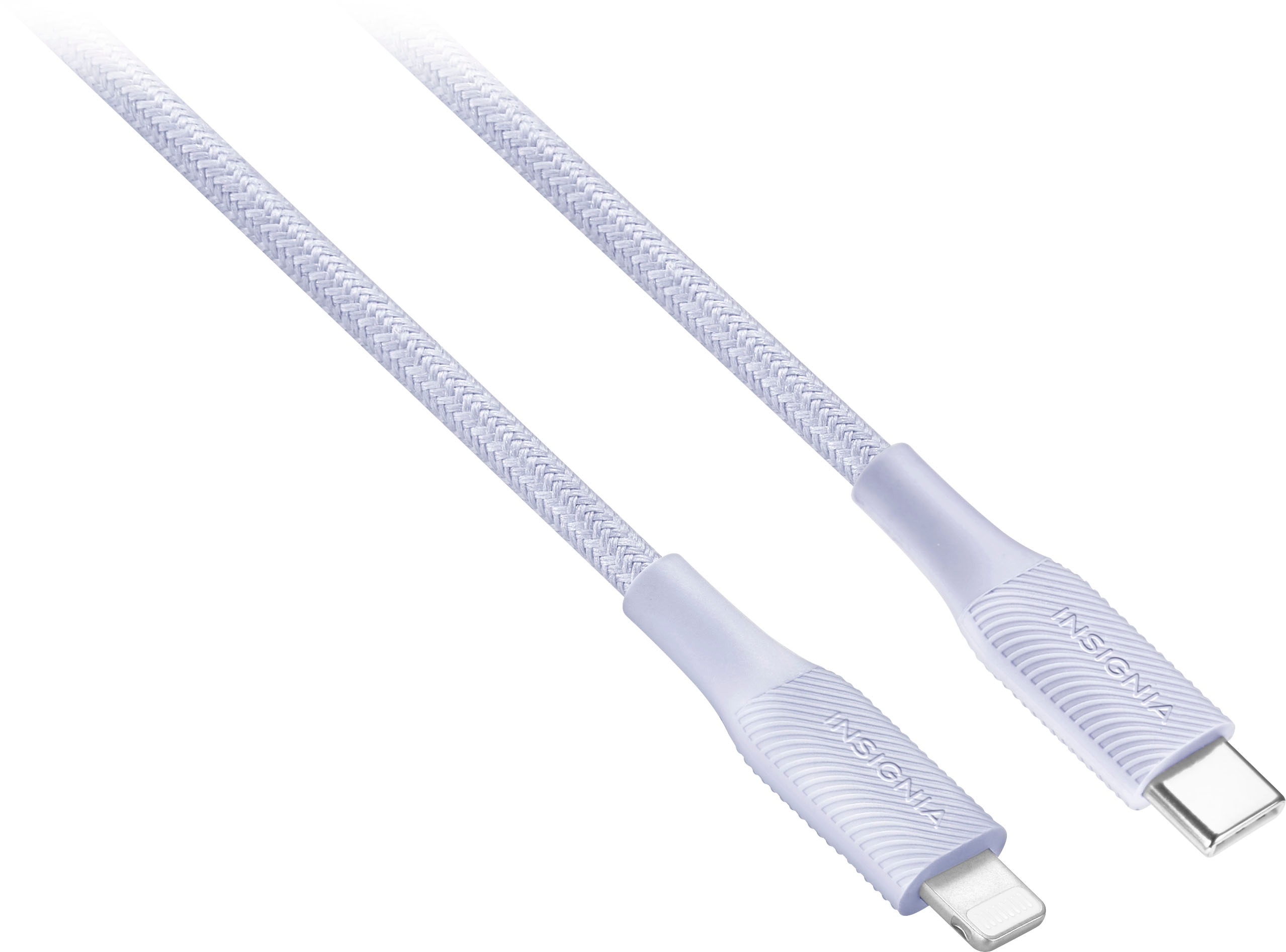 Angle View: Insignia™ - 4' Lightning to USB-C Charge-and-Sync Cable - Light Purple