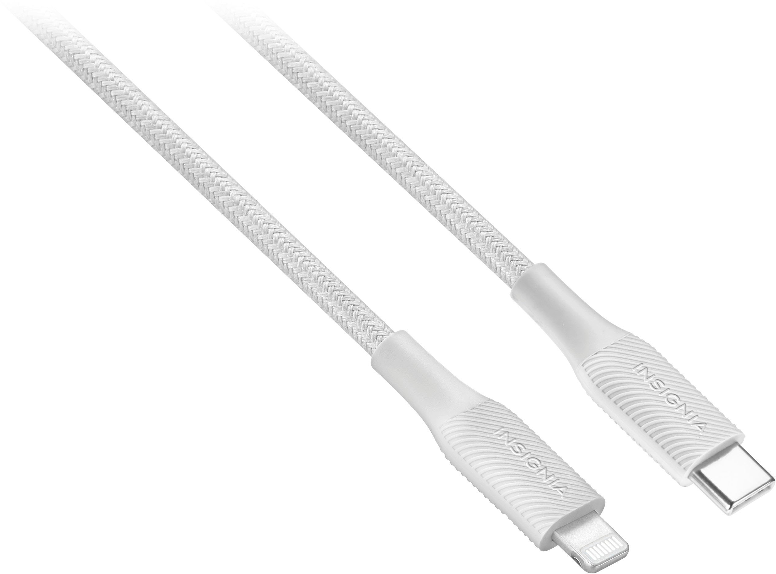 Angle View: Insignia™ - 6' Lightning to USB-C Charge-and-Sync Cable - White