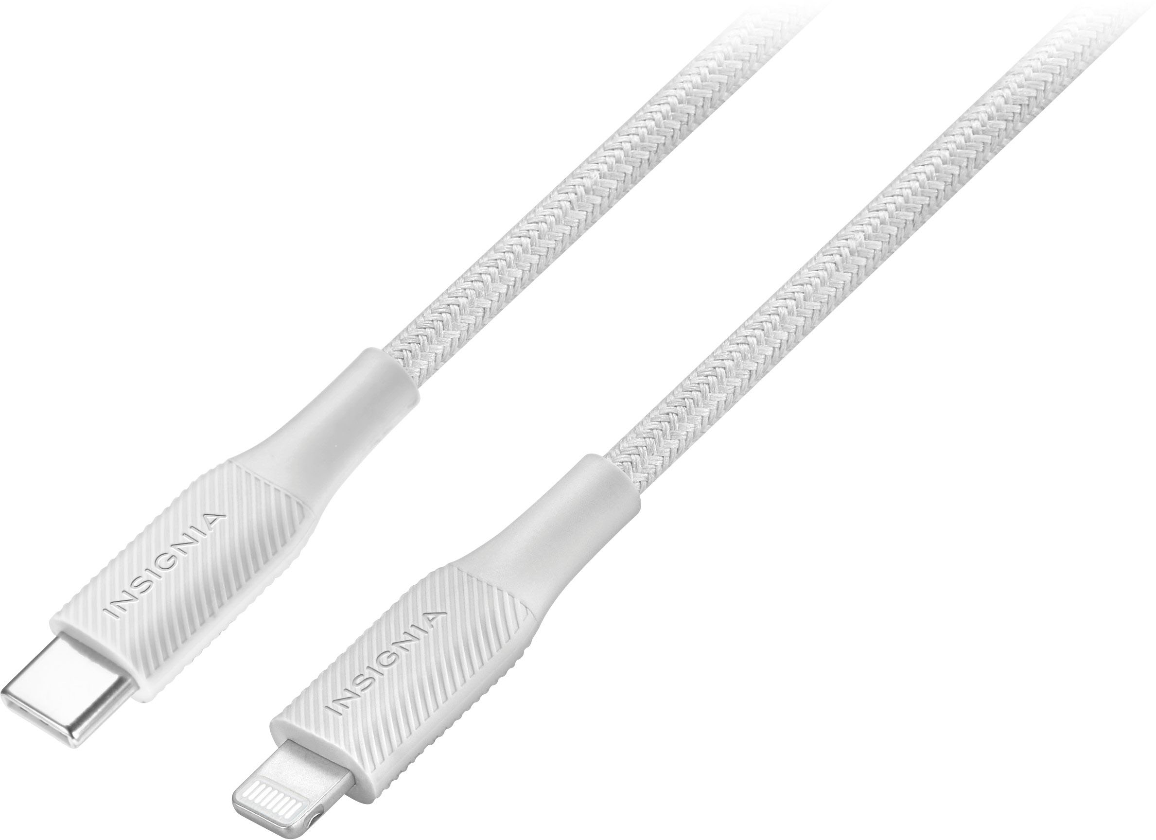 Left View: Insignia™ - 6' Lightning to USB-C Charge-and-Sync Cable - White
