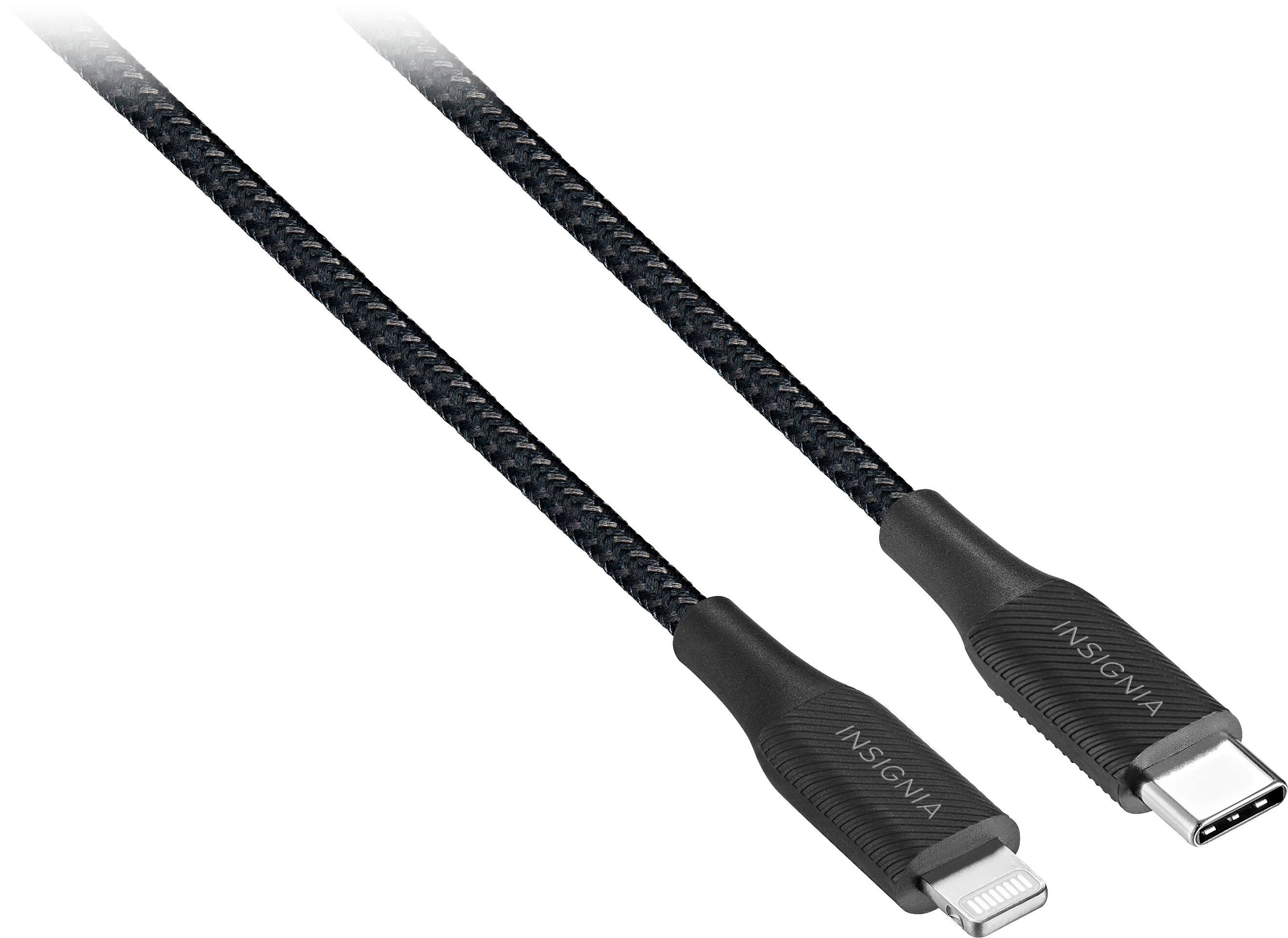 Angle. Insignia™ - 6' Lightning to USB-C Charge-and-Sync Cable - Black.