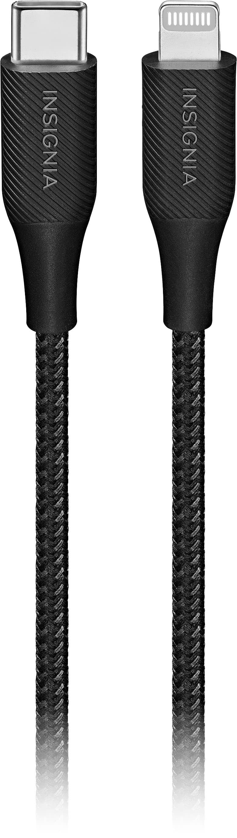 Left. Insignia™ - 6' Lightning to USB-C Charge-and-Sync Cable - Black.