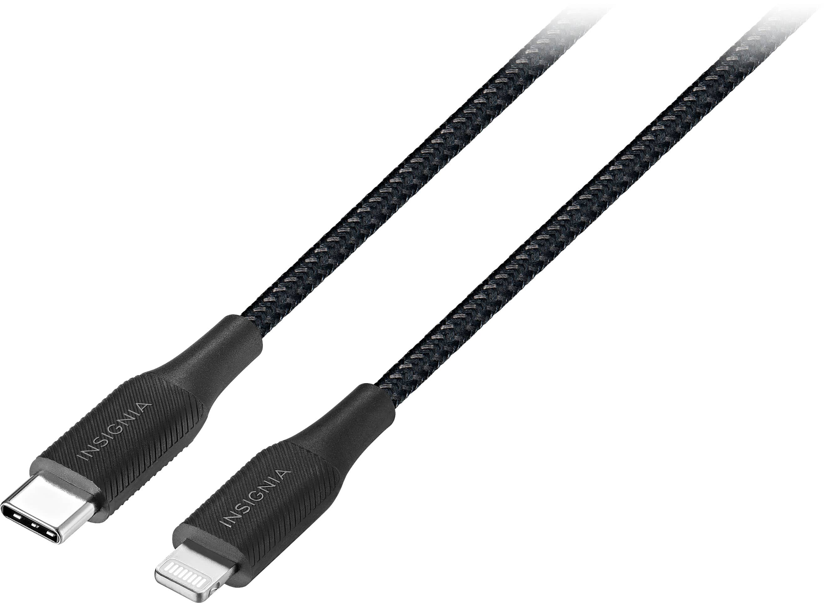 Front. Insignia™ - 6' Lightning to USB-C Charge-and-Sync Cable - Black.