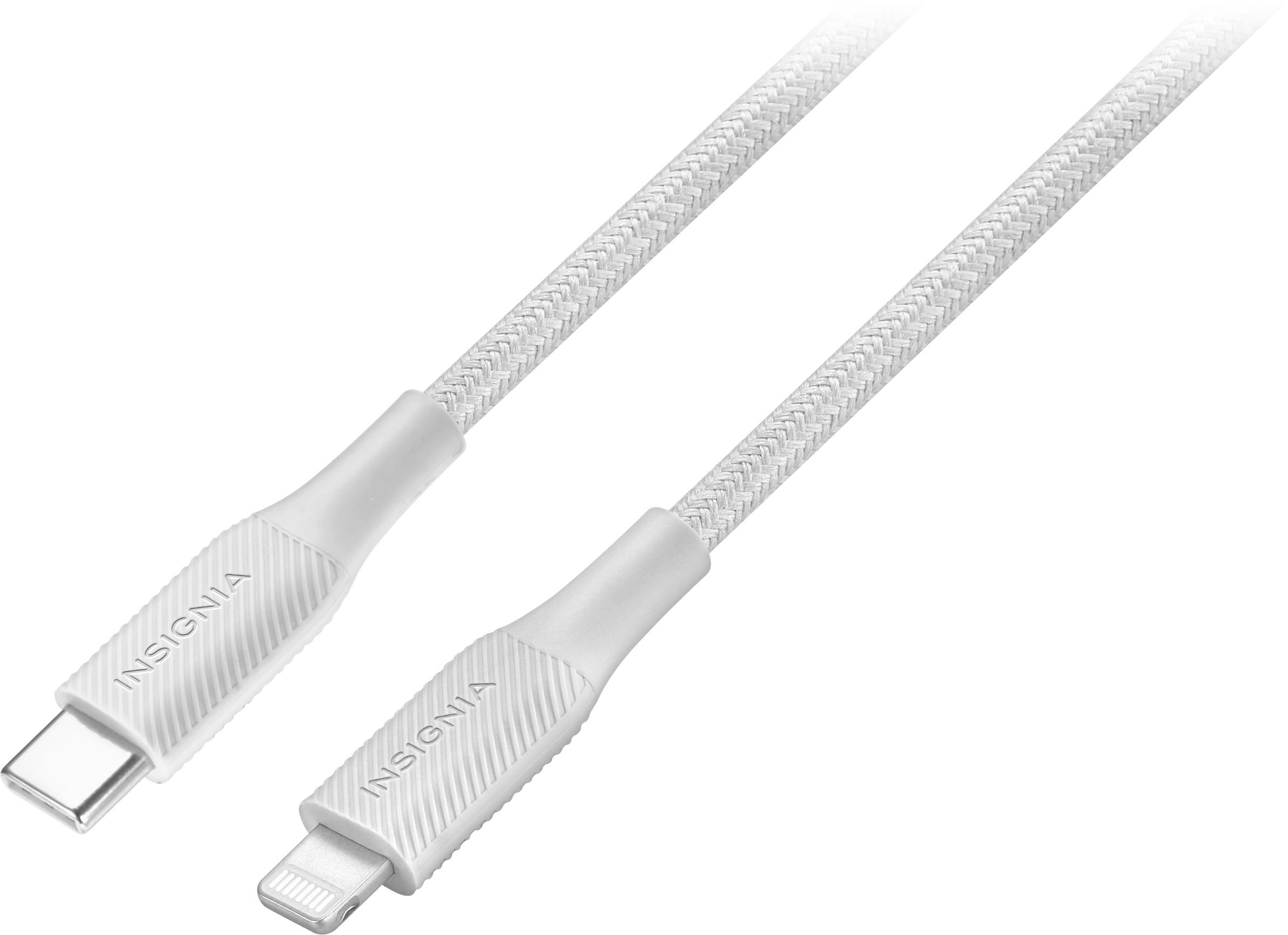 Left View: Insignia™ - 4' Lightning to USB-C Charge-and-Sync Cable - White