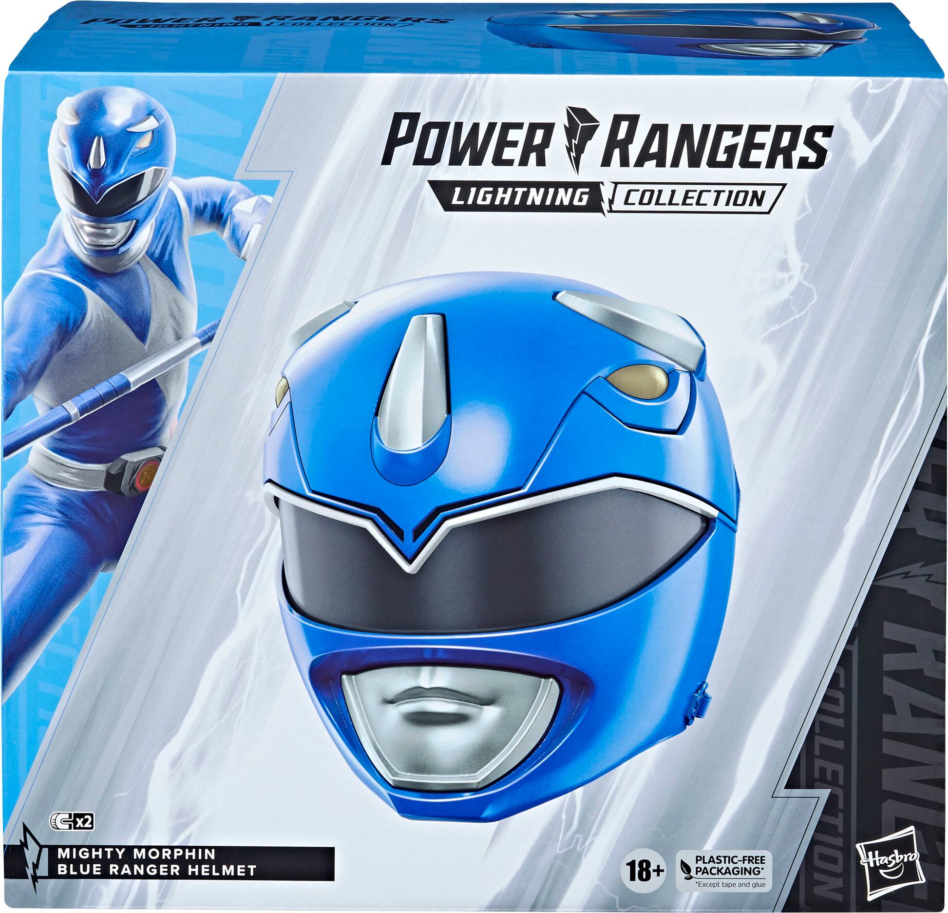 Left View: Power Rangers Lightning Collection Mighty Morphin Blue Ranger Helmet