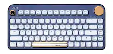 Front. AZIO - IZO Wireless Mechanical Blue Clicky Switch Keyboard - Blue Iris.
