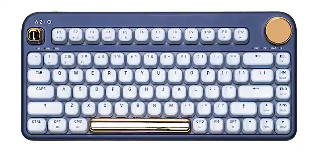 Front. AZIO - IZO Wireless Mechanical Blue Clicky Switch Keyboard - Blue Iris.