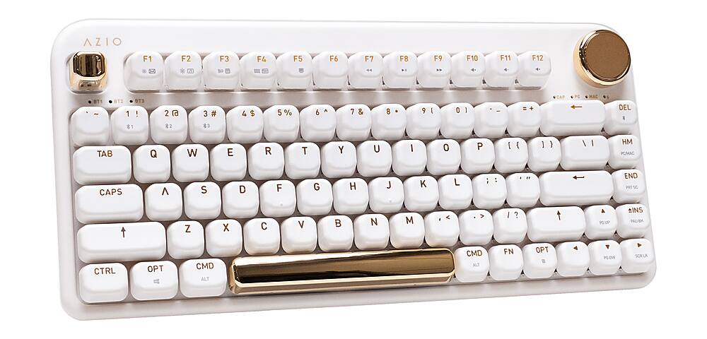 Angle. AZIO - IZO Wireless Mechanical Blue Clicky Switch Keyboard - White Blossom.