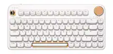 Front. AZIO - IZO Wireless Mechanical Blue Clicky Switch Keyboard - White Blossom.