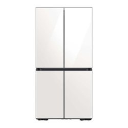 Samsung - BESPOKE 23 cu. ft. 4-Door Flex Counter Depth Smart Refrigerator with Customizable Panel - White Glass - Front_Zoom
