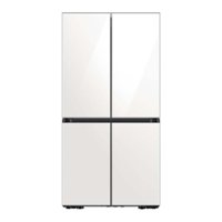 Samsung - BESPOKE 29 cu. ft. 4-Door Flex Smart Refrigerator with Customizable Panel - White Glass - Front_Zoom