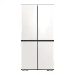 Samsung - BESPOKE 29 cu. ft. 4-Door Flex Smart Refrigerator with Customizable Panel - White Glass