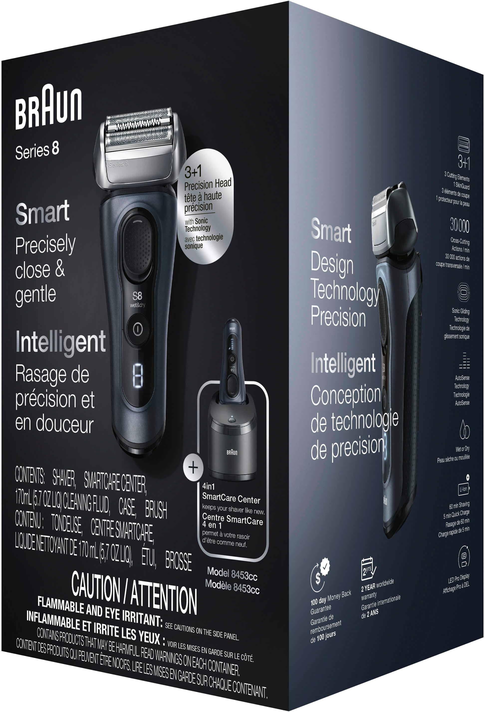 Alt View 17. Braun - Series 8 8453cc Wet/Dry Electric Shaver - Grey.