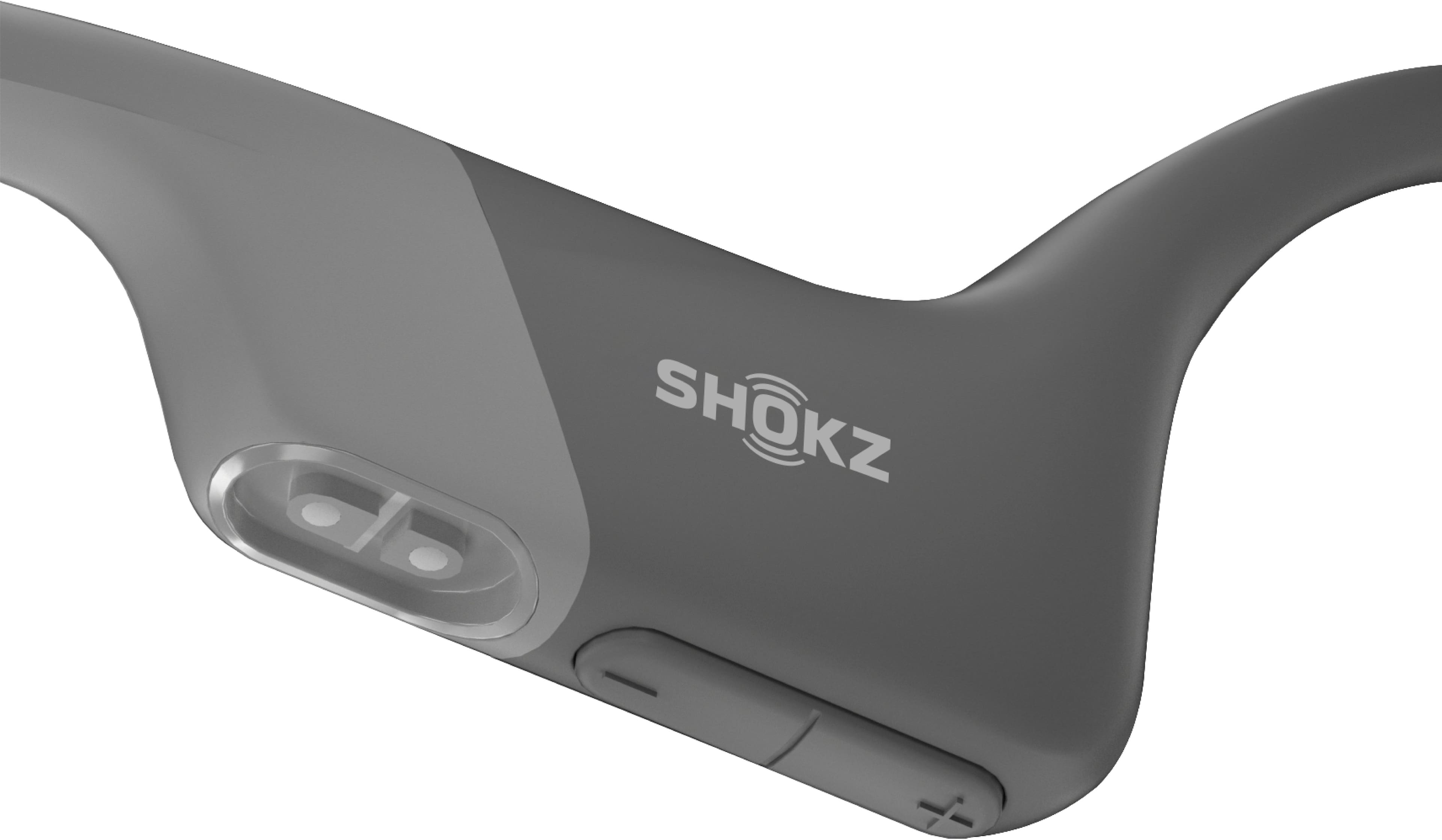 Left. Shokz - OpenRun Bone Conduction Open-Ear Endurance Headphones - Gray.