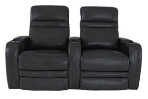RowOne - Cortes Straight Row Leather Power Recline Home Theater Seating 2-Chair - Black - Front_Zoom