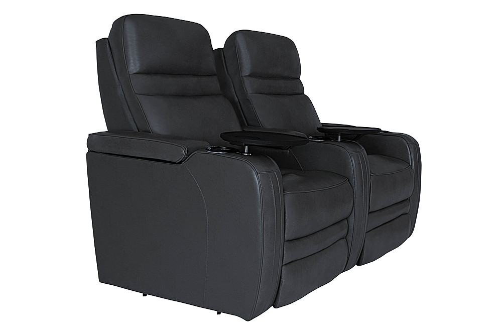 Left View: RowOne - Cortes Straight Row Leather Power Recline Home Theater Seating 2-Chair
