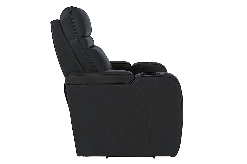 Angle View: RowOne - Cortes Straight Row Leather Power Recline Home Theater Seating 2-Arm Chair - Black