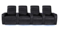 RowOne - Cortes Straight Row Leather Power Recline Home Theater Seating 4-Chair - Black - Front_Zoom